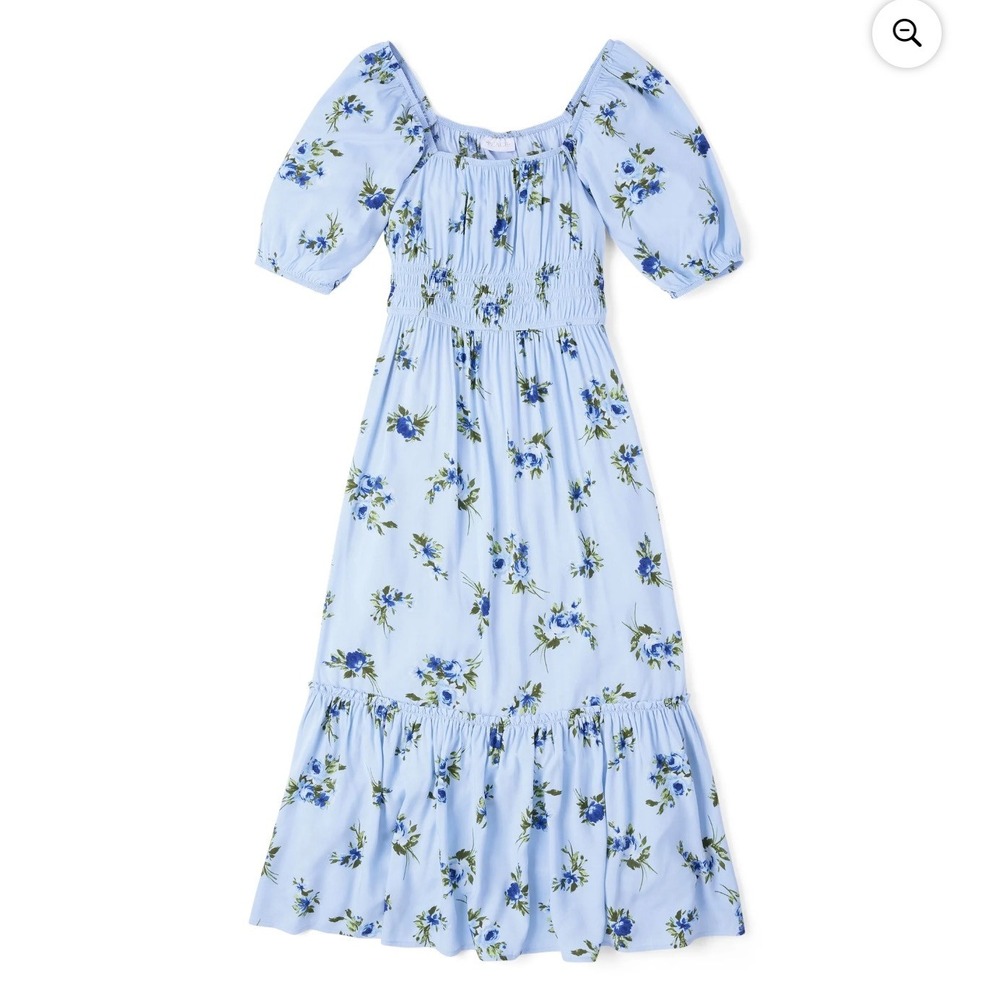 Floral Maxi Dress Modern Womens XL 14 Light Blue Smocked NWT